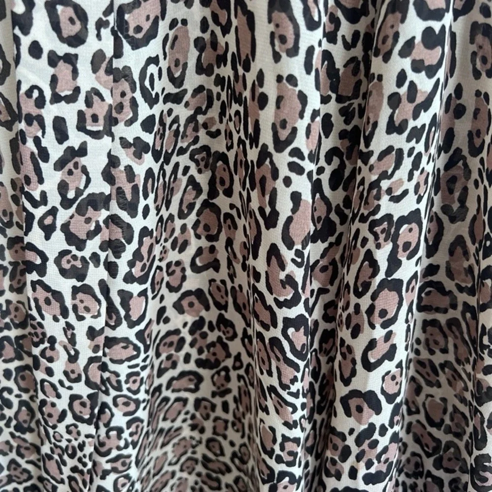 Blu Pepper Leopard Print‎ Kimono Cardigan Tie Front Sheer One Size